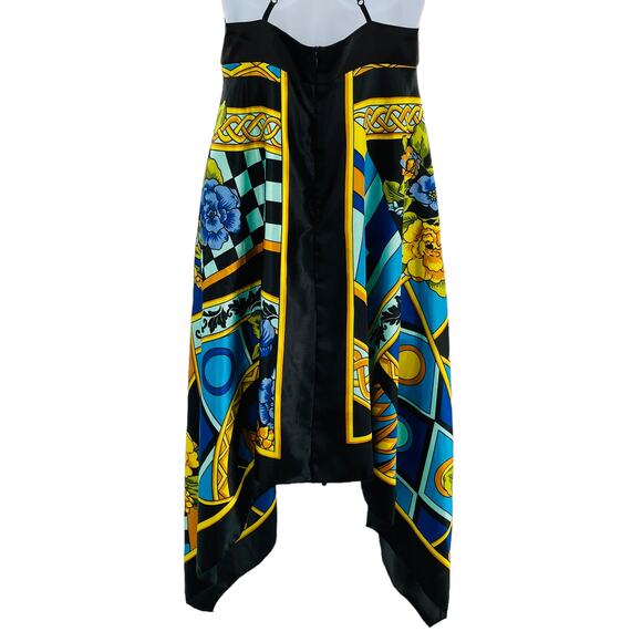 Forever 21 Vintage Black Multicolor Asymmetrical Halter Top Y2K Dress Women Sz S - Picture 7 of 12